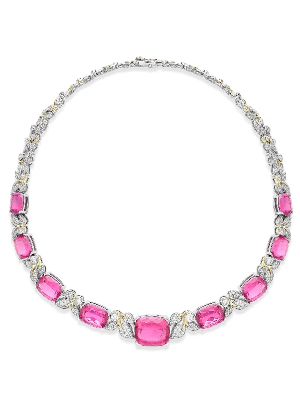 tribal necklace for men-Secret Garden Verdure Rubellite Diamond Necklace