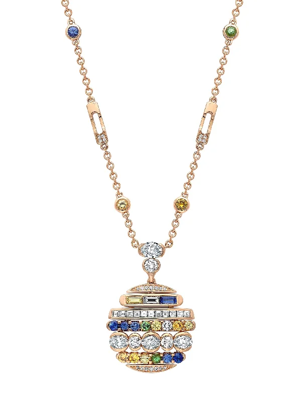 pearl necklace for weddings-The Boodles National Gallery Collection - Play of Light Rose Gold Sapphire Pendant