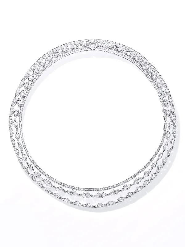 minimalist bar necklace for women-The Tide Triple Row Diamond Collar