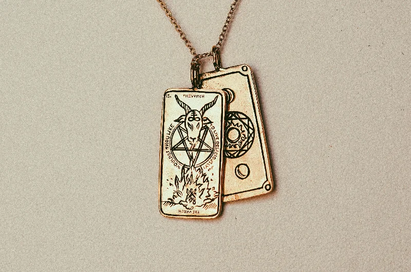 heart-shaped gemstone necklace-The Witch Tarot Card Necklace