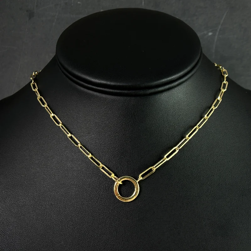 black leather chain necklace-14k Chunky Paperclip Charm Necklace