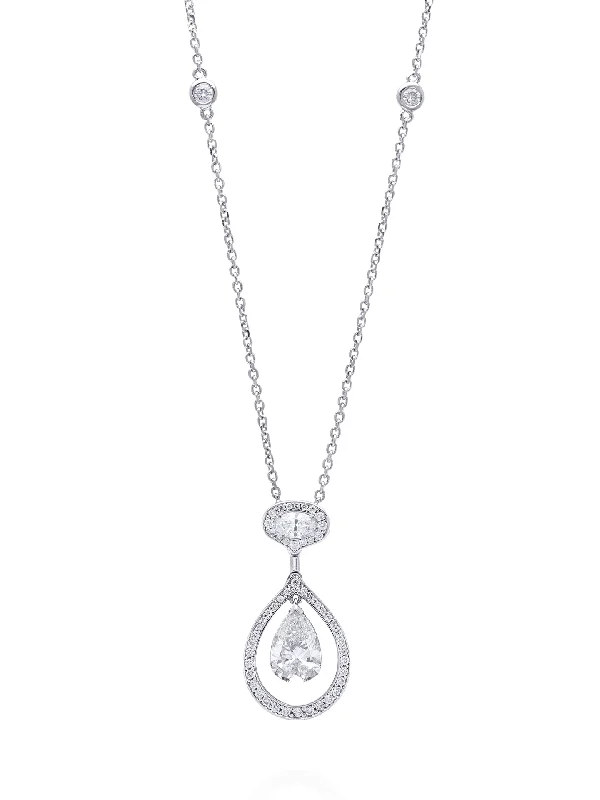 moonstone pendant necklace-Vintage Palace Pear Diamond Platinum Pendant