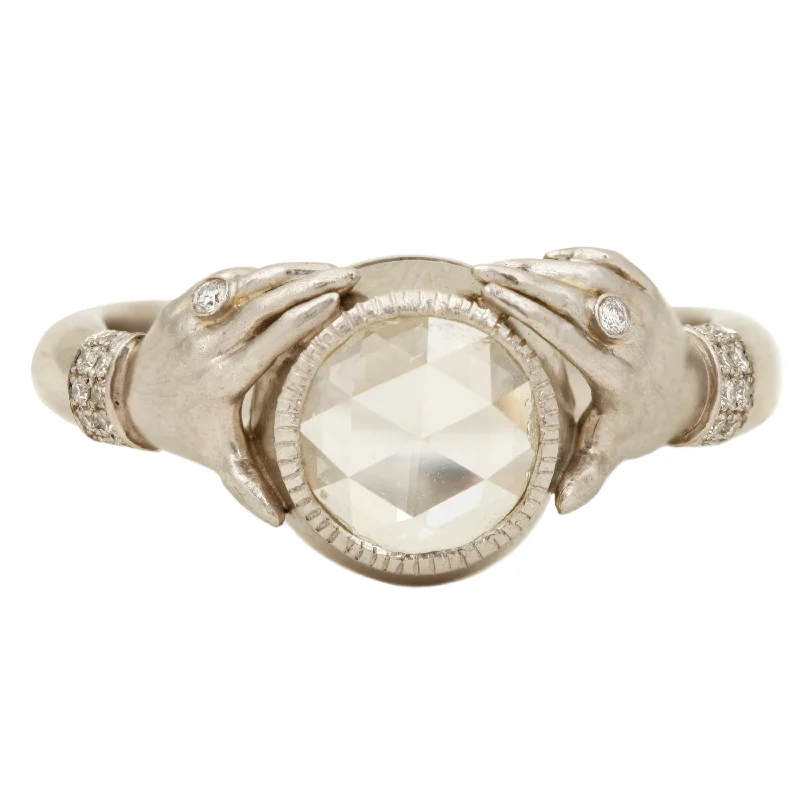 rings with large diamonds-Adorned Diamond Hands Ring