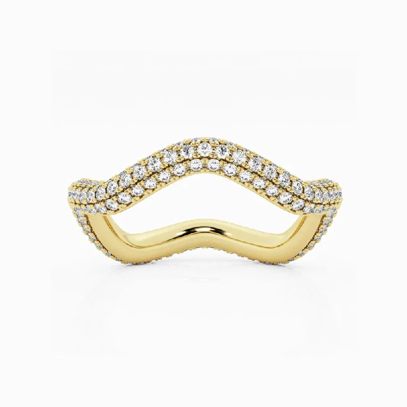 white gold diamond rings-Bombë wavy ring