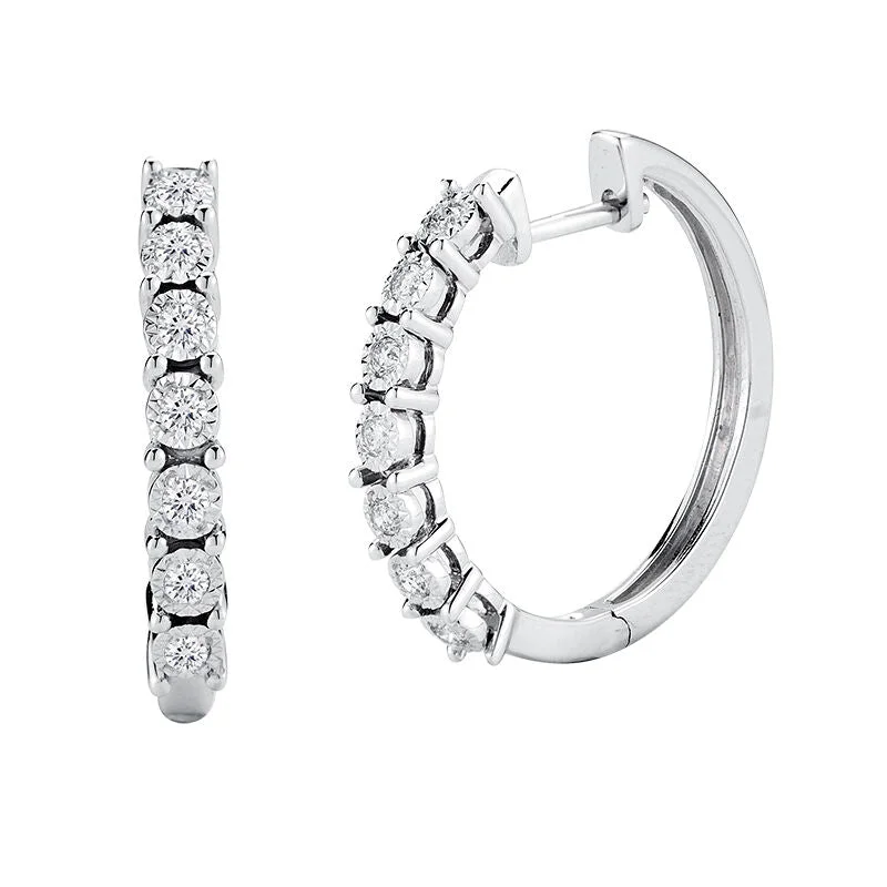 sleek stainless steel earrings for modern appeal -Classic Mirage Diamond Hoop Earrings 1/5ct