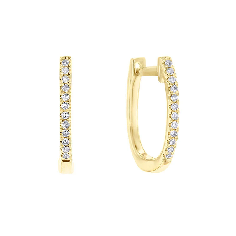 handmade beaded earrings for festival style -Classic Pave Diamond Huggie Hoop Earrings