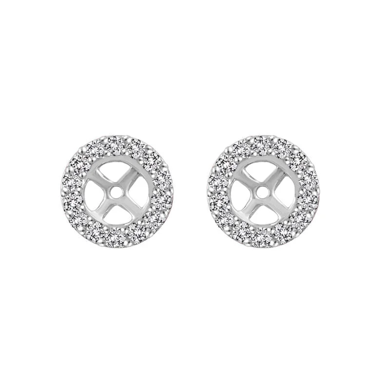 minimalist hoop earrings for effortless elegance -Classic Round Diamond Stud Jackets 1/6ct