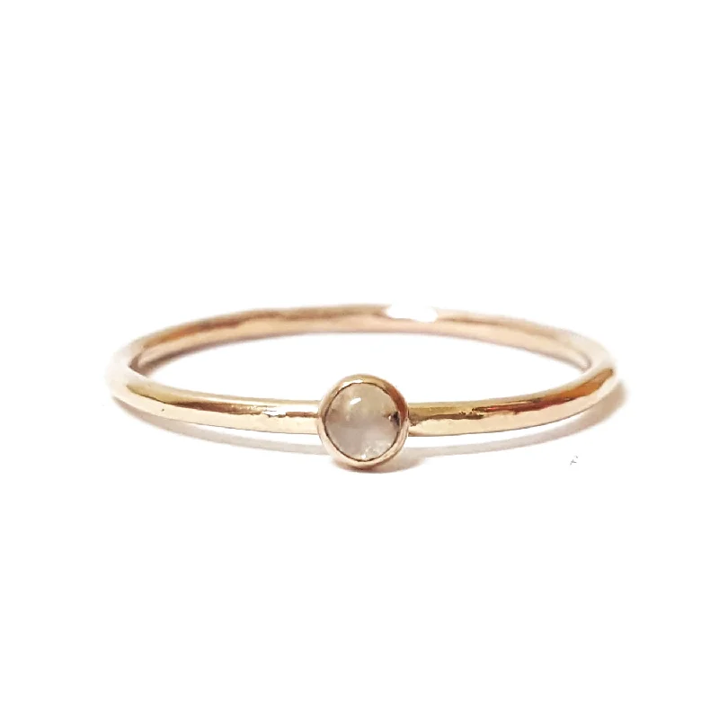 luxury gold rings-Mini Moonstone Stacking Ring in Gold