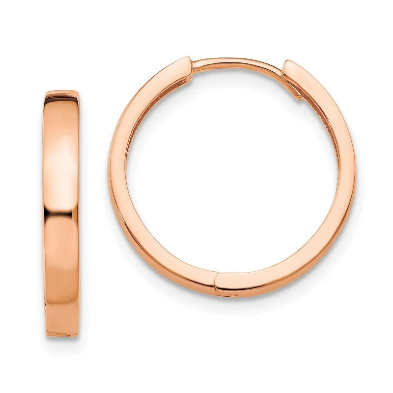 silver wire earrings for lightweight designs -Curata 14k Rose Gold Hinged Hoop Earrings - 15x3mm