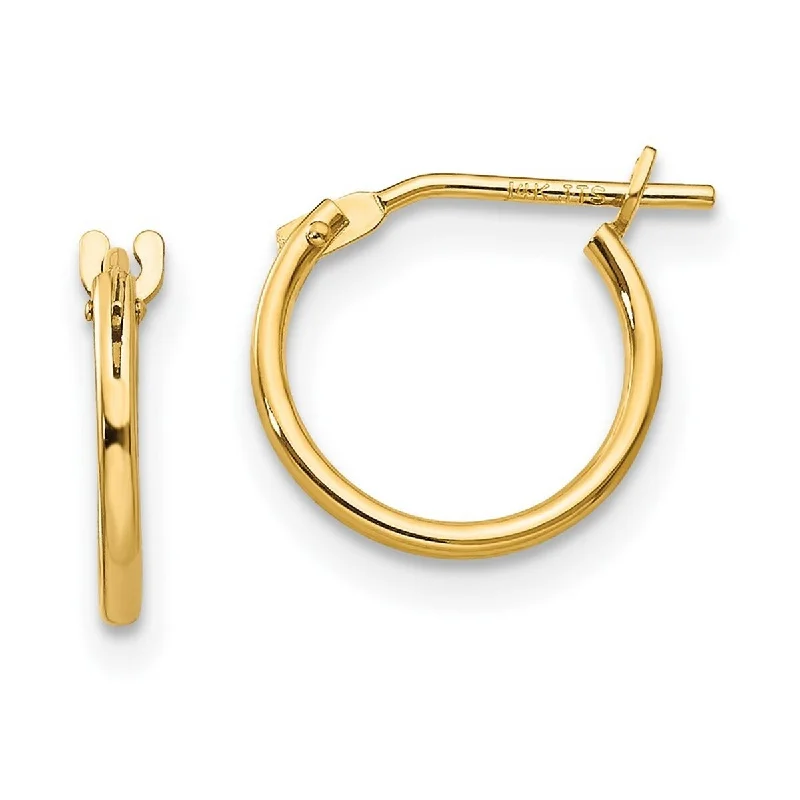 gold-plated earrings for everyday elegance -Curata 14k Yellow Gold Polished 11x1mm Thin Classic Hoop Earrings