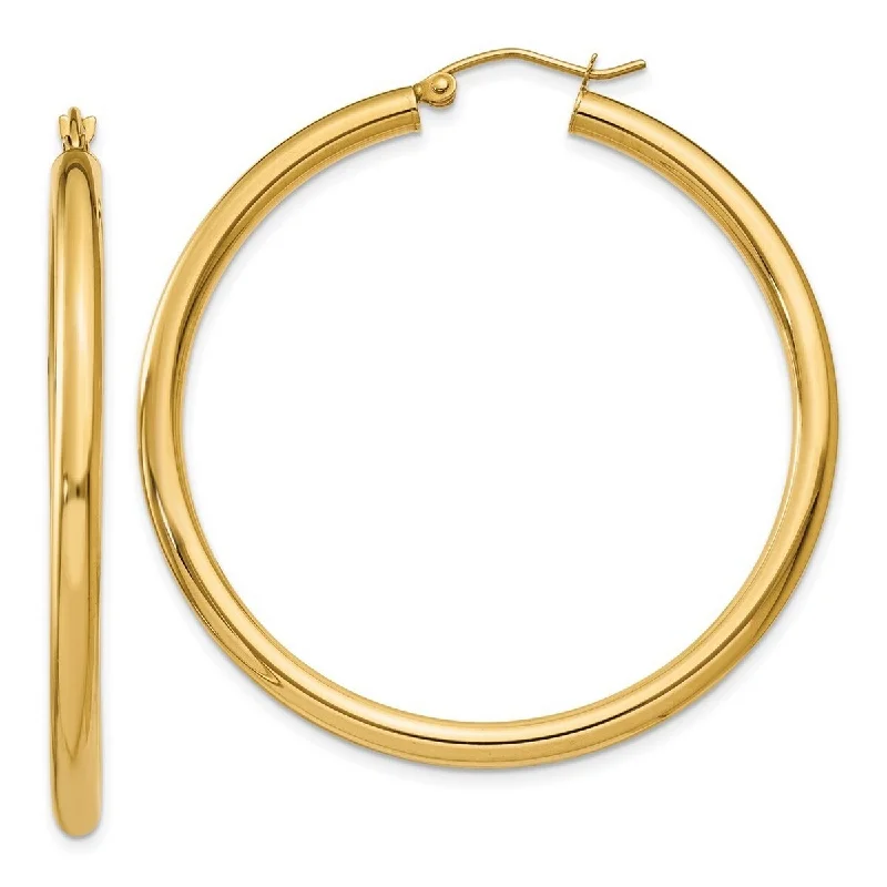 oversized earrings for fashion-forward looks -Curata 14k Yellow Gold Polished 45x3mm Round Hoop Earrings