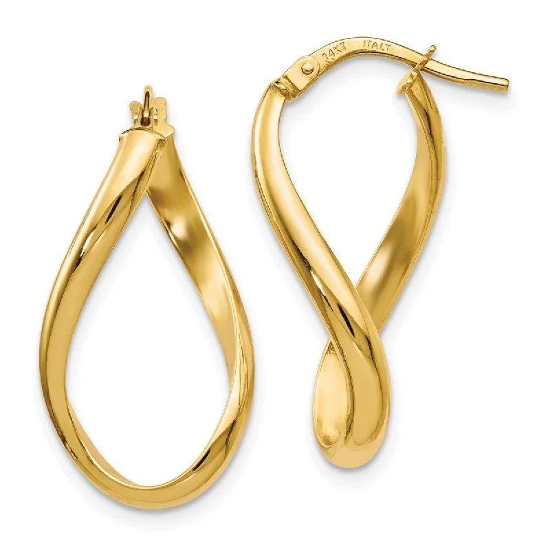 oversized pearl earrings for glamorous looks -Curata 14k Yellow Gold Polished Hinged 24x2.75mm Twisted Hoop Earrings