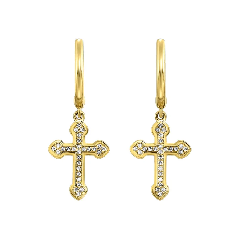 large stud earrings for bold statements -Dainty Diamond Cross Dangle Earrings, 0.05 cttw