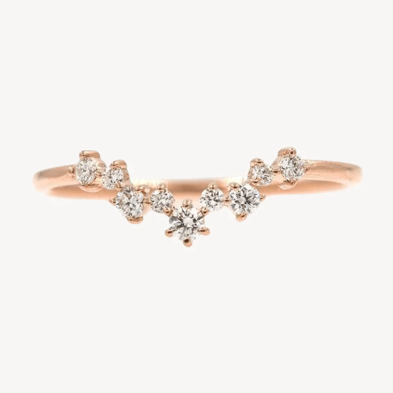 simple engagement rings for women-Diamond Cluster Arch Ring