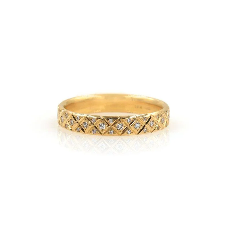 handcrafted rings for women-Diamond Criss Cross Band