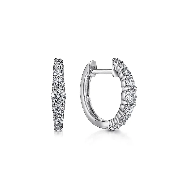 large hoop earrings for bold statements -Diamond Huggie Earrings in White Gold, 0.50 cttw