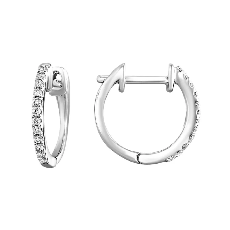 colorful crystal earrings for festivals -Diamond Round Huggie Hoop Earrings in White Gold