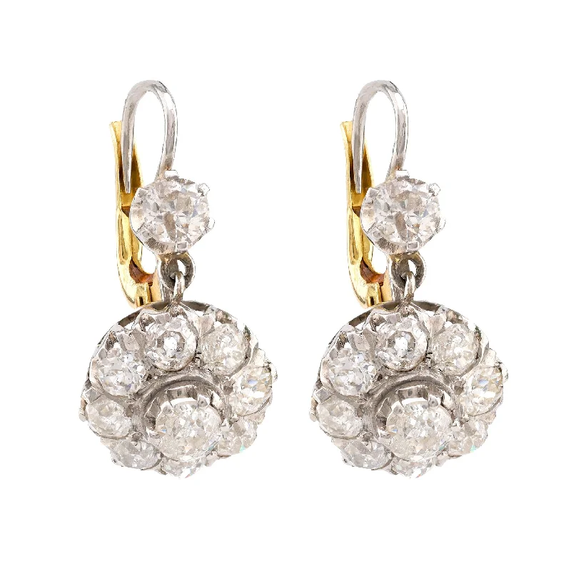 playful knot earrings for creative style -Edwardian Inspired 3 Carat Old Mine Diamond Platinum Earrings