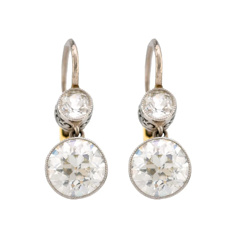 cute star earrings for a celestial touch -Edwardian Inspired Old Cut Diamond 18K White Yellow Gold Earrings