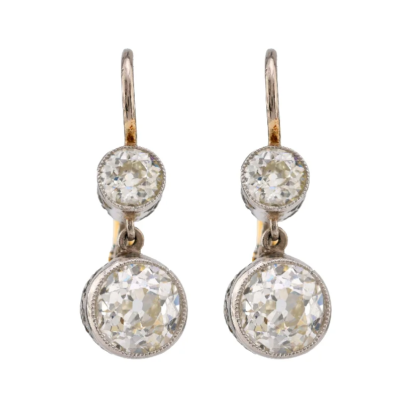 diamond accent earrings for glamorous looks -Edwardian Inspired Old Mine Diamond 18K White Yellow Gold Earrings