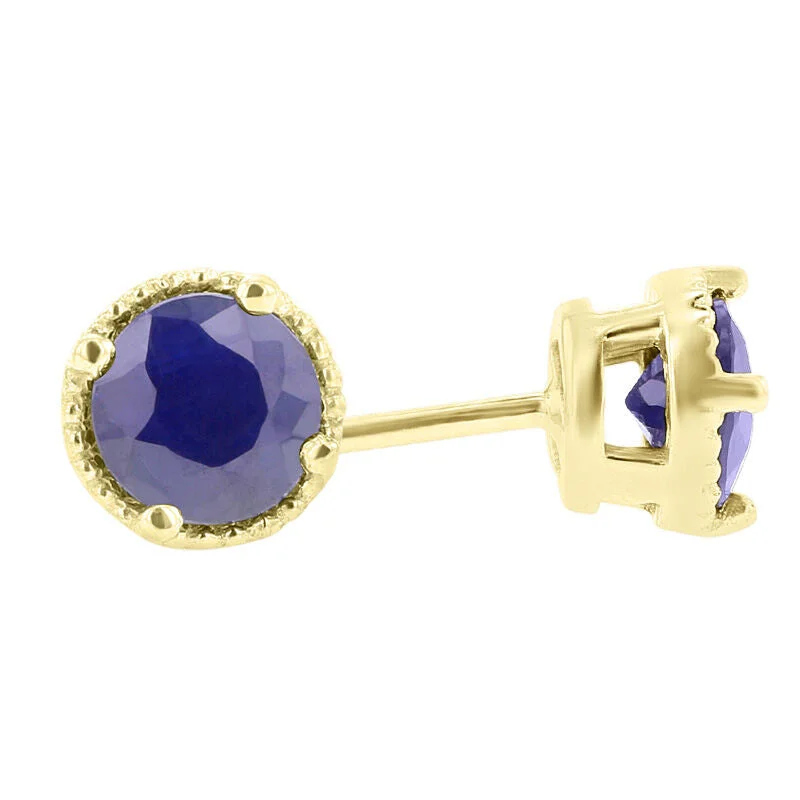 geometric metal earrings for artistic flair -Ellie Blue Sapphire Stud Earrings 5/8ct