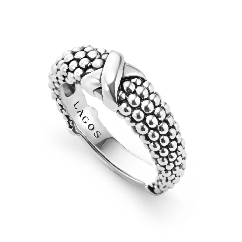 men’s wedding rings with engraving-Embrace X Beaded Ring