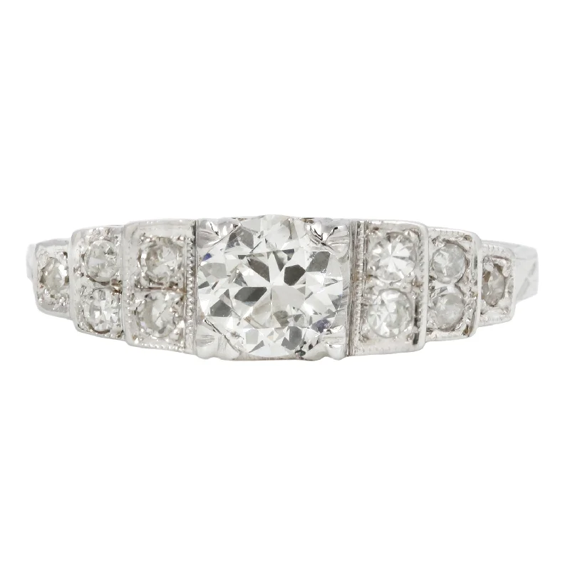 affordable diamond rings-European Step Diamond Engagement Ring