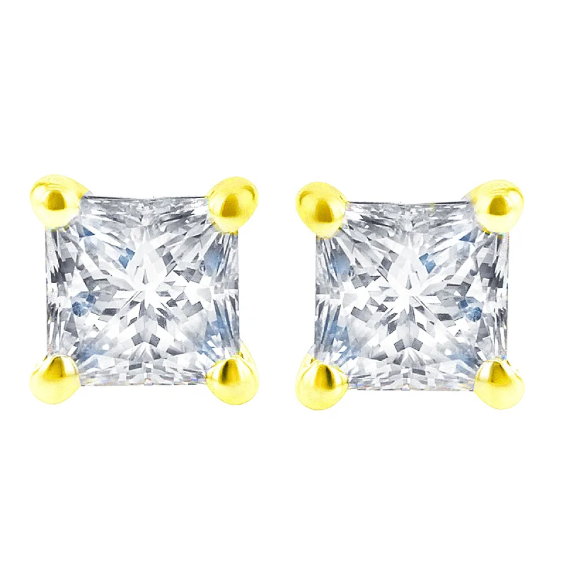 contemporary silver earrings for minimalist chic -Exclusive Princess Diamond Stud Earrings 1ct