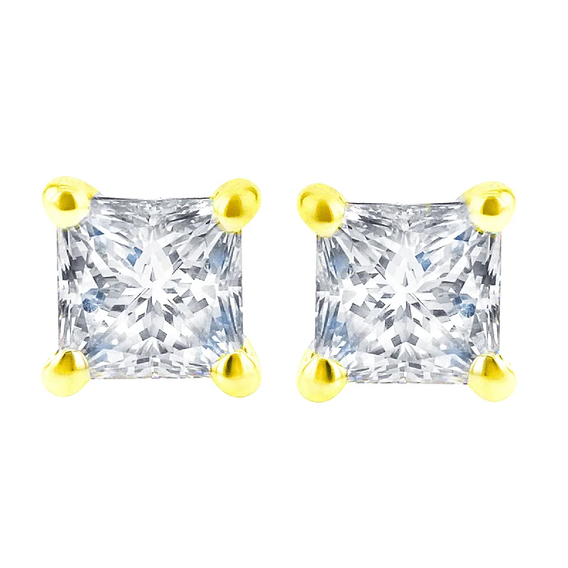 oversized pearl earrings for glamorous looks -Exclusive Princess Diamond Stud Earrings 5/8ct