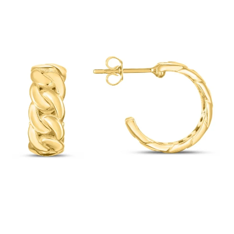 mixed metal earrings for a fashionable edge -Fixed Curb Link Hoop Earrings in 14k Gold