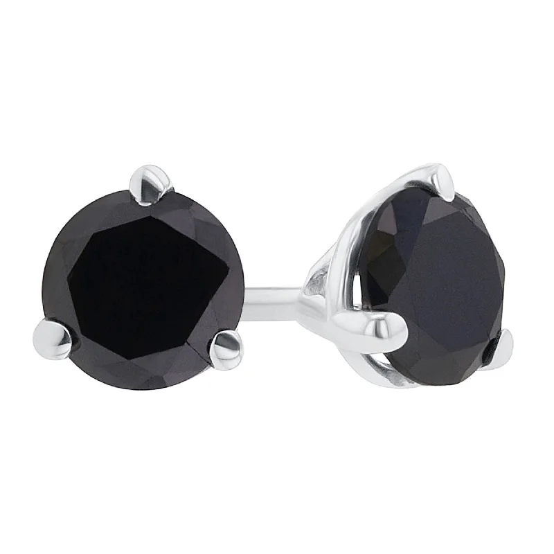 classic hoop earrings for timeless style -Get Naked Black Diamond Stud Earrings 1 1/2ct