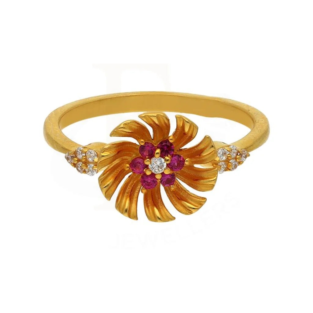 custom promise rings-Gold Flower Ring 22KT - FKJRN22K2815