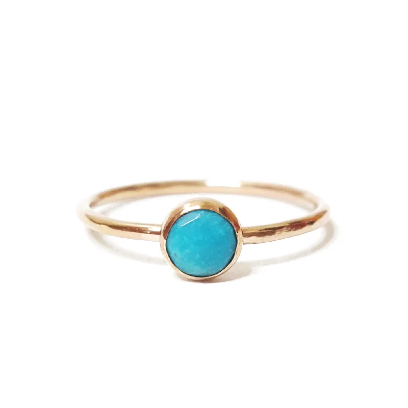 classic gold rings for women-Medium Turquoise Stacking Ring in Gold