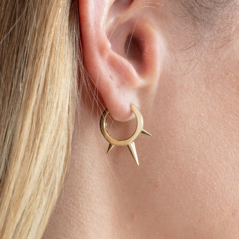 floral earrings for spring fashion -Gold Spike Hoops, Stormi