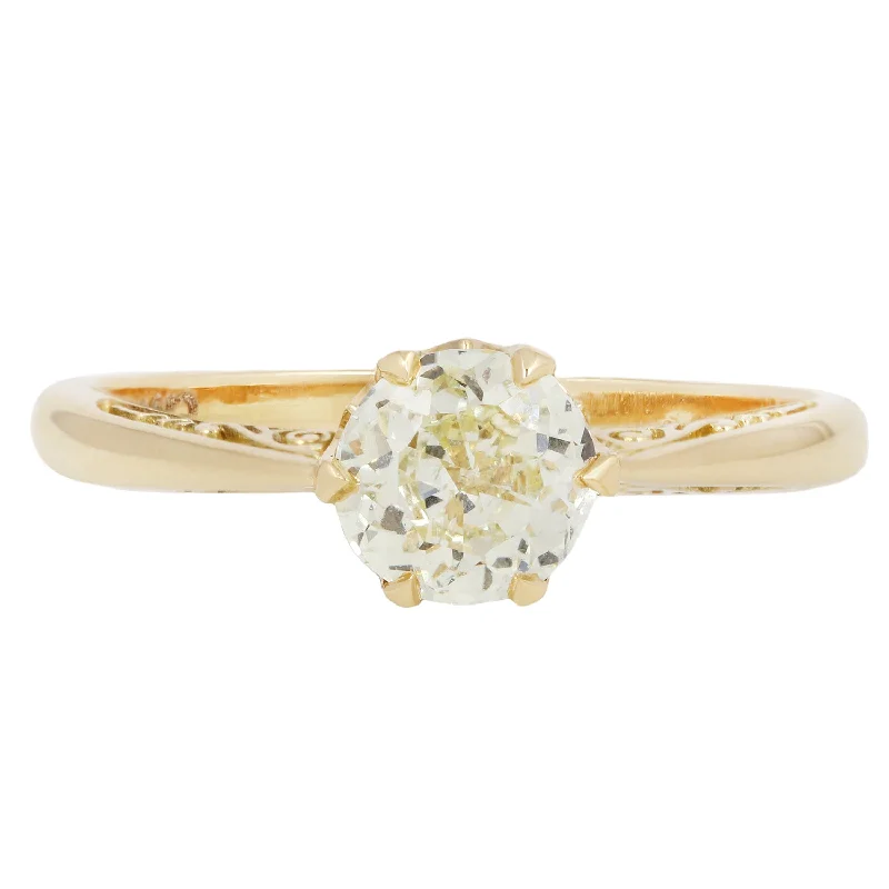 simple engagement rings for women-Golden Crown Jubilee Diamond Solitaire