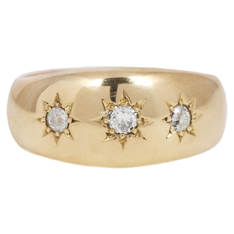 unique promise rings-Golden Sun Diamond Star Ring