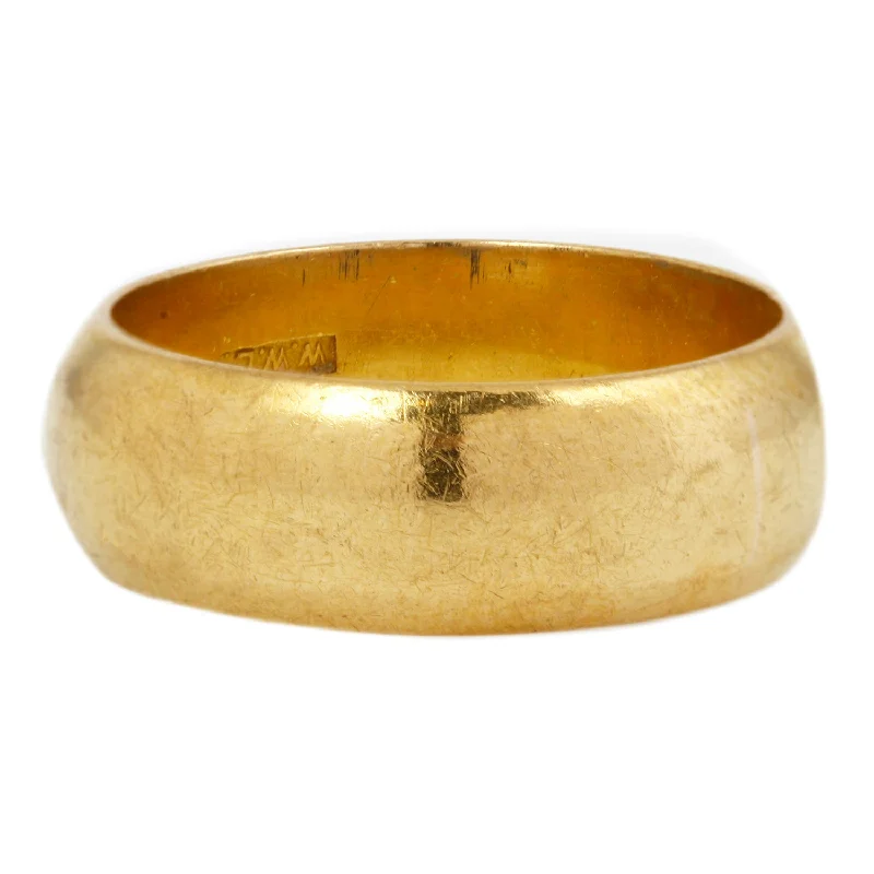 black wedding bands for men-Heavy Dome Gold Band