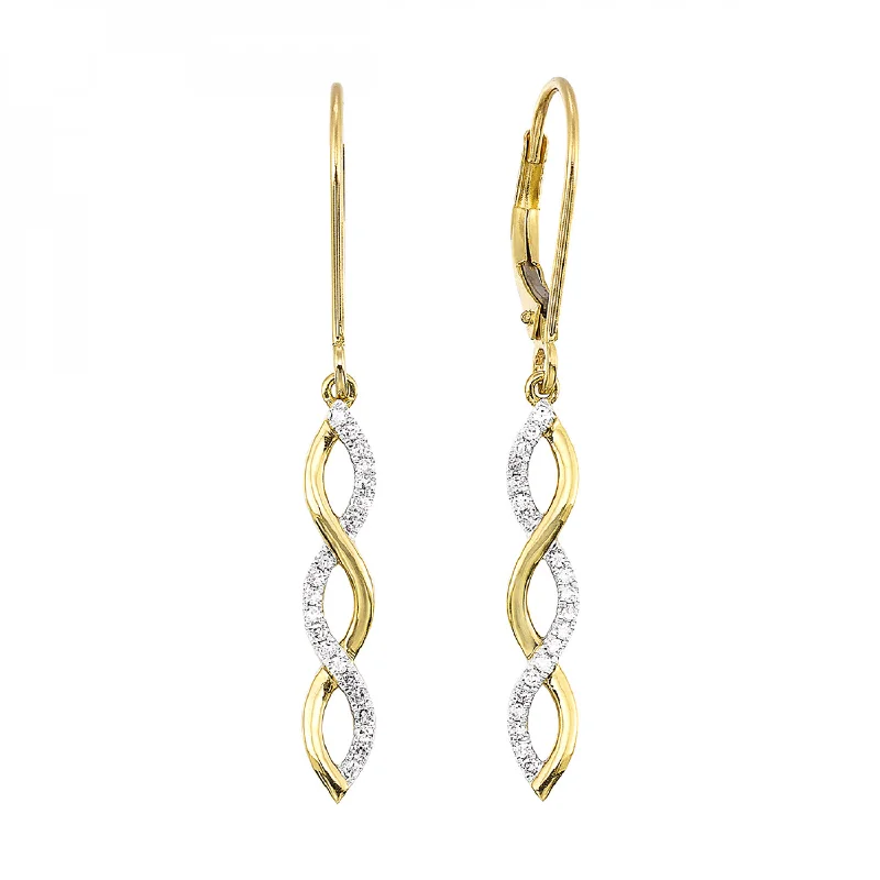 elegant gemstone drop earrings for events -Infinity Twist Diamond Dangle Earrings in 14k Yellow Gold