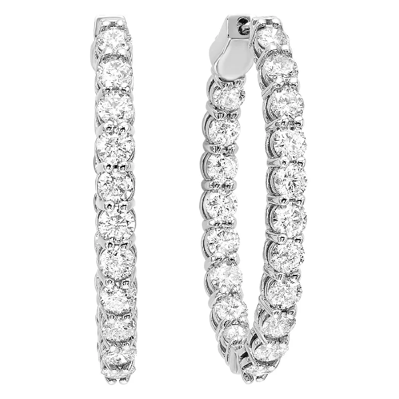 edgy spike earrings for rocker style -Inside Out Diamond Oval Hoop Earrings- 1.00 twt