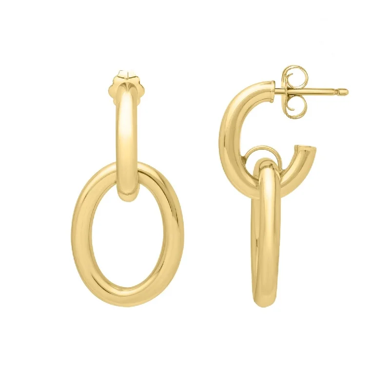 clip-on earrings for non-pierced ears -Interlocking Link Drop Earrings in 14K Yellow Gold