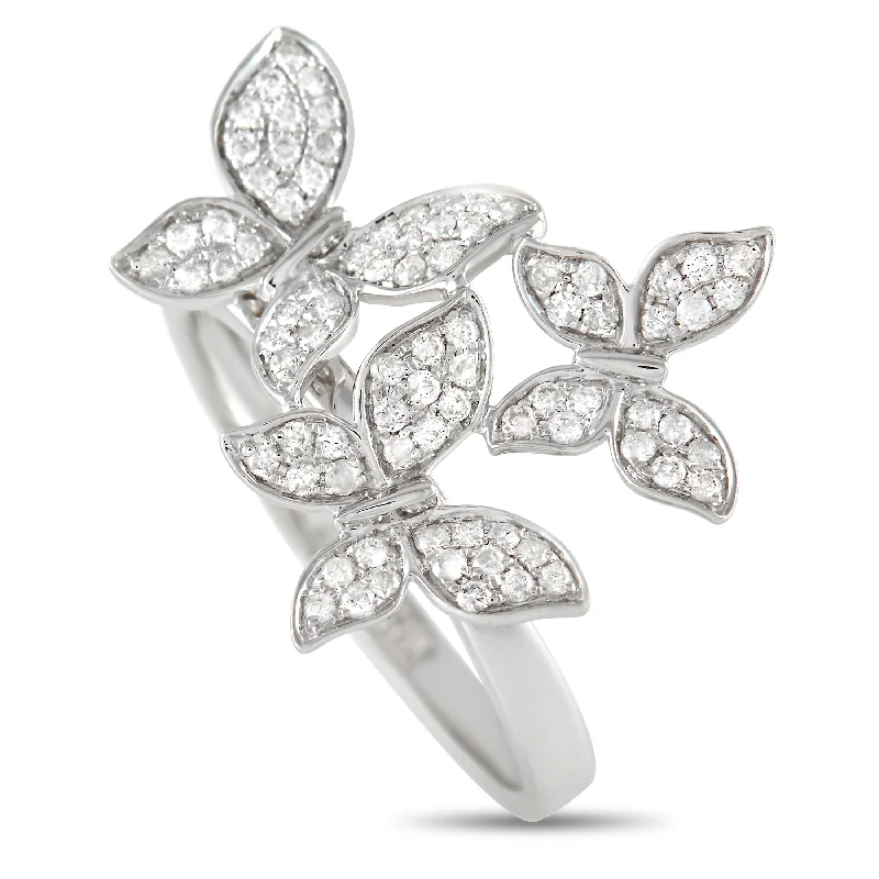 antique silver rings for men-LB Exclusive 14K White Gold 0.30ct Diamond Butterfly Ring