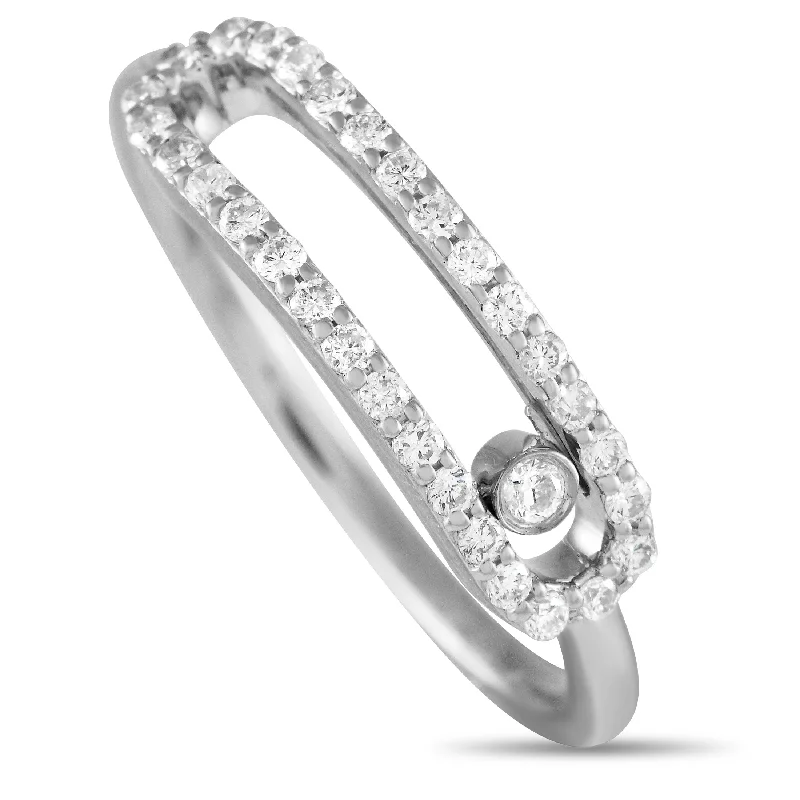 platinum wedding bands-LB Exclusive 14K White Gold 0.30ct Diamond Sliding Ring RN32610-W