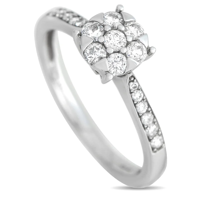 rings for engagement with diamonds-LB Exclusive 14K White Gold 0.40ct Diamond Cluster Ring RD4-10512W