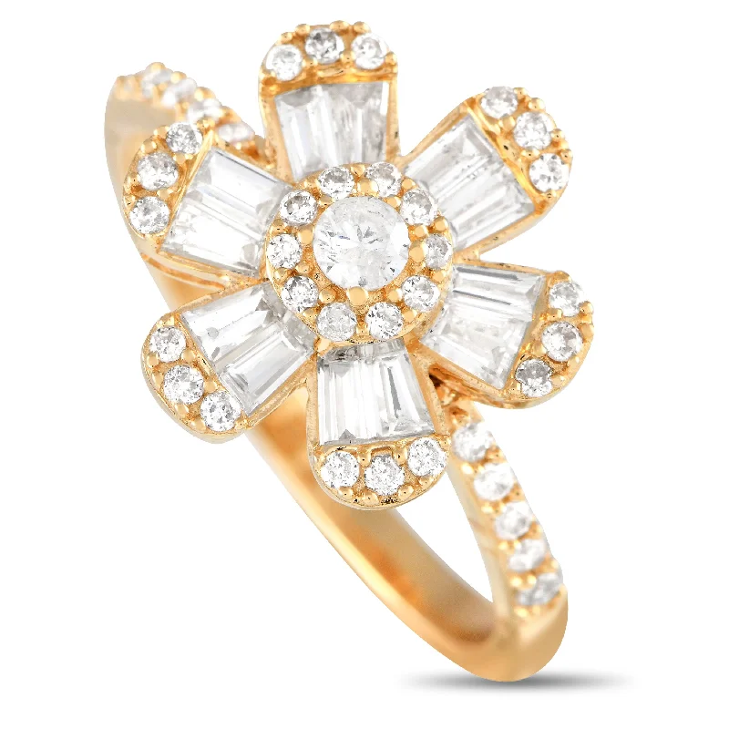 gemstone rings for women-LB Exclusive 14K Yellow Gold 0.81ct Diamond Flower Ring RN31409-Y