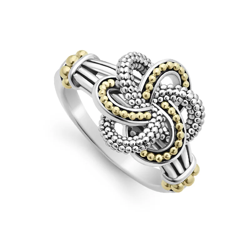 unique wedding rings-Love Knot Two-Tone Love Knot Ring