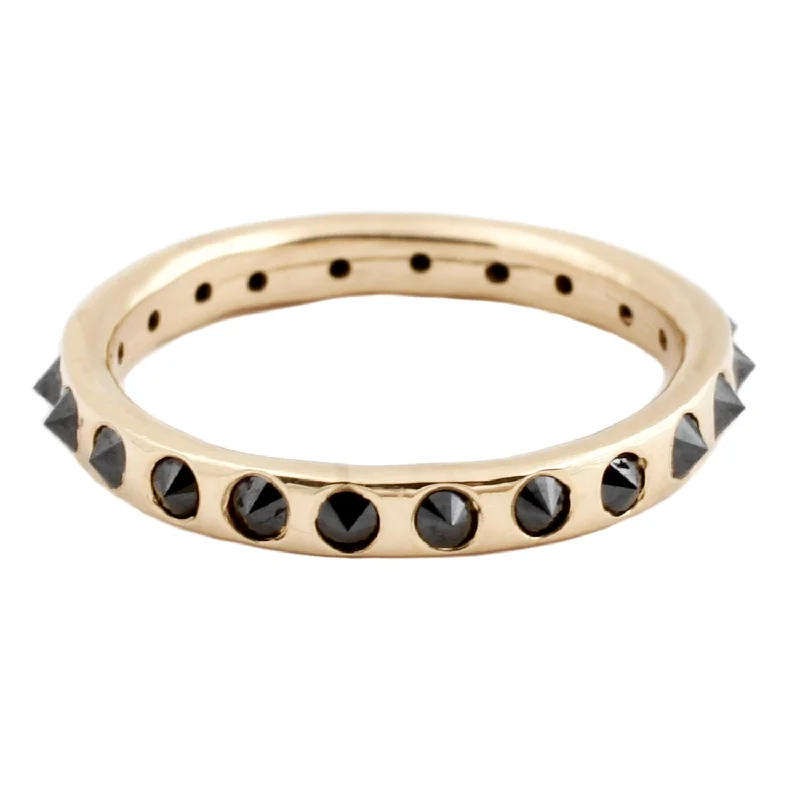 two-tone wedding rings-Black Point Up Diamond Eternity Band