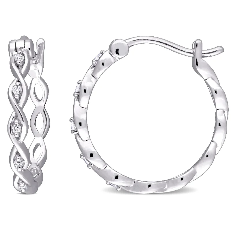 luxurious black earrings for a chic vibe -Miadora 10k White Gold Diamond Accent Infinity Hoop Earrings