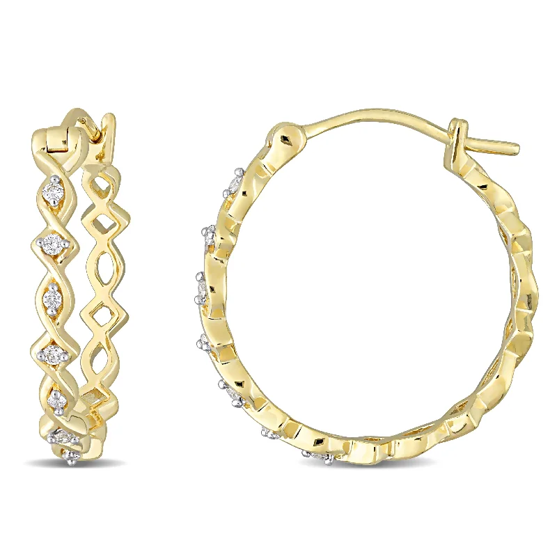 elegant rose earrings for delicate beauty -Miadora 10k Yellow Gold 1/10ct TDW Diamond Geometric Infinity Hoop Earrings