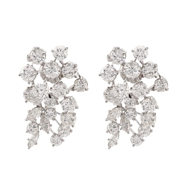 sleek and modern earrings for urban fashion -Mid Century 6.2 Carat Total Weight Diamond Platinum Earrings