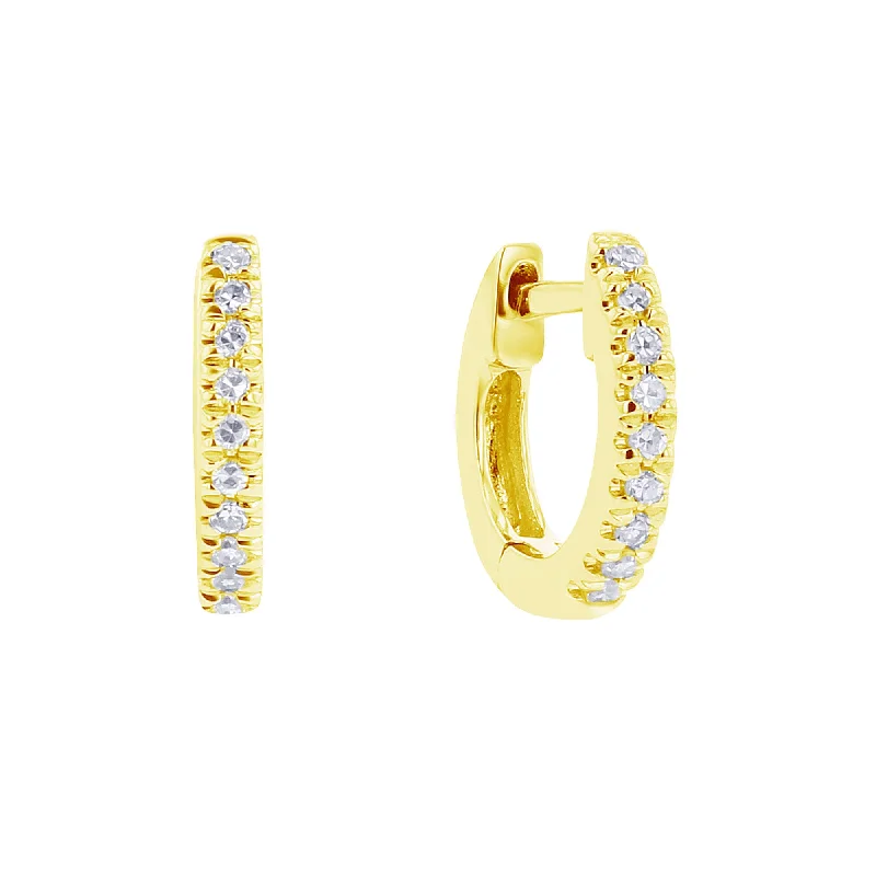 smooth gold earrings for elegant style -Mini Classic Pave Diamond Huggie Hoop Earrings